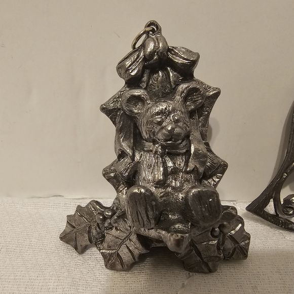 Handmade 100% Pewter Ornaments Bears Beautiful with Stands for tree or Table Vin - Picture 2 of 14